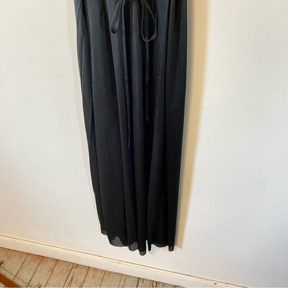 Vintage Black Nightgown Long Liquid Satin Nylon Lace Union Made Womens Medium - Picture 10 of 12